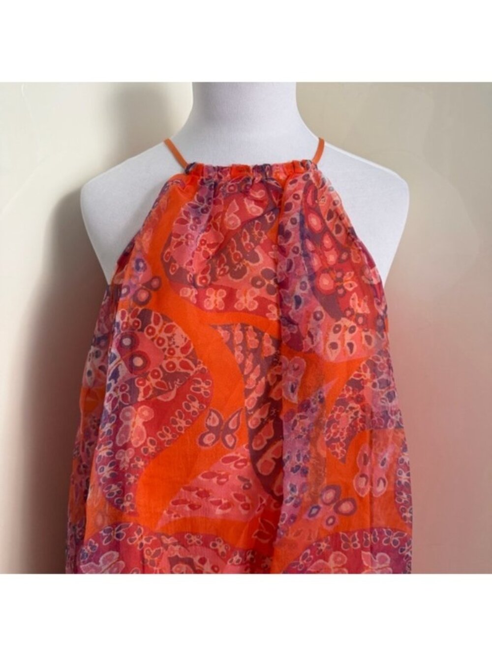 RARE NWOT STAUD Cocoon Tiered Paisley-print Organza Halter Maxi Dress sz XS - Picture 8 of 15